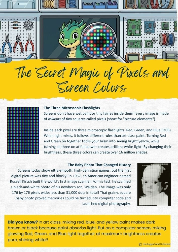 Pixels and Screen Colors One Pager